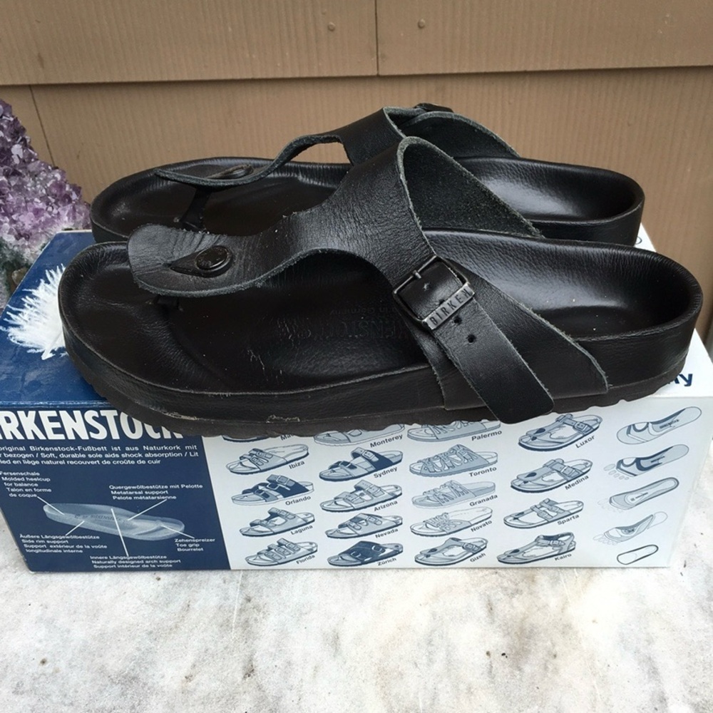 Birkenstock Exquisite Gizeh Black leather size 38 regular/wide